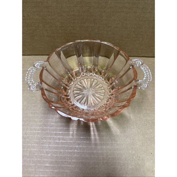 Anchor Hocking Old Cafe Pink Depression Glass Bowl With Open Handles 5.5 Elegant - Picture 2 of 5
